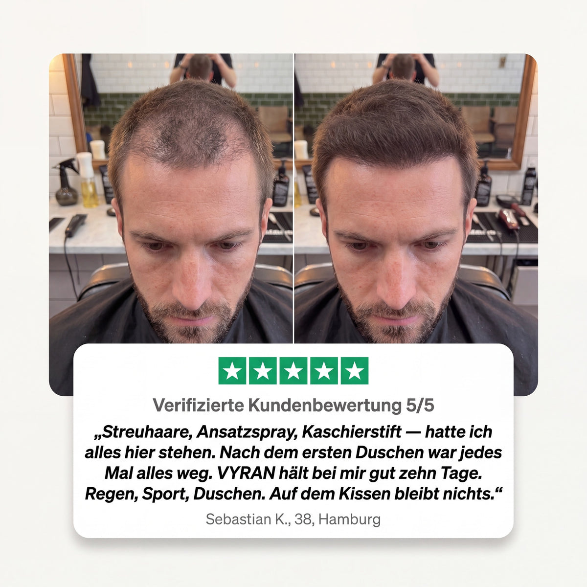 Kundenbewertung 5/5 — VYRAN hält über eine Woche
