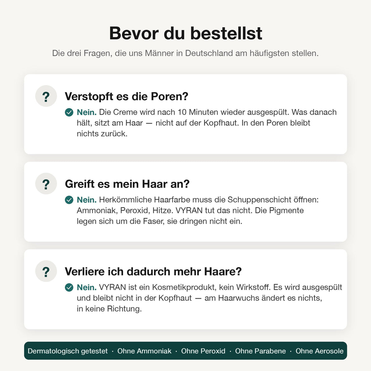 Bevor du bestellst — verstopft es die Poren, greift es das Haar an, verliere ich mehr Haare?